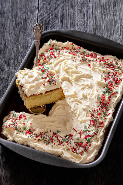 istock vanilla sheet cake with frosting, top view 1444543634