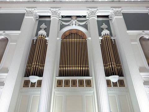 Beautiful barrel organ in a church