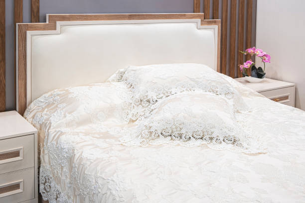 istock Stylish interior of contemporary room with comfortable bed 1444555633