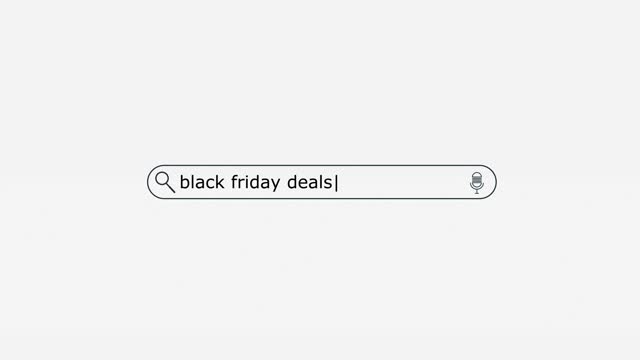Black Friday Deals Typed in Search Engine Bar on Digital Screen stock video