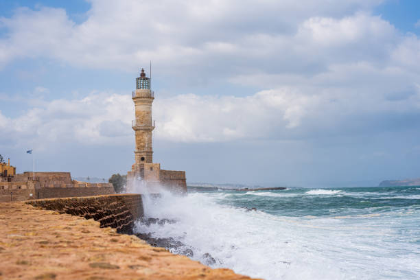 istock Chania with it's old harbor and the famous lighthouse, Crete, Greece. 1444564156