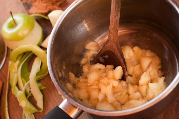 istock Authentic apple cooking close up with saucepan 1444572876