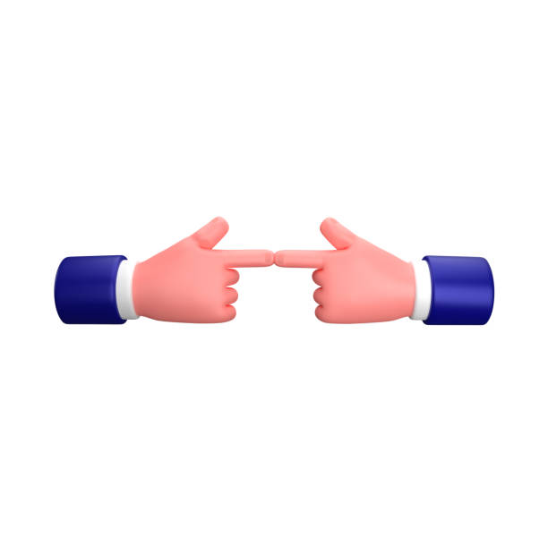 istock Businessman shy hand gesture 3d illustration 1444585542