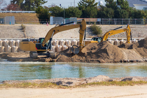 istock Hydraulic excavator for dredging work in the river 1444591047