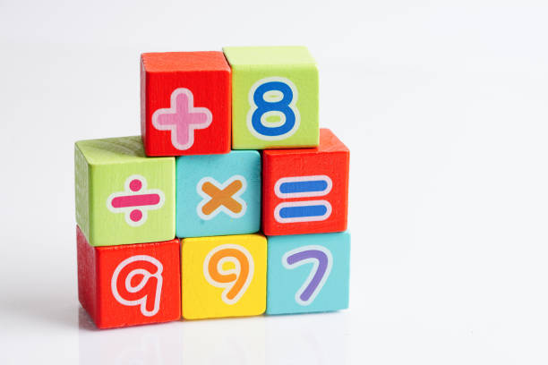 istock Number wood block cubes for learning Mathematic, education math concept. 1444592510