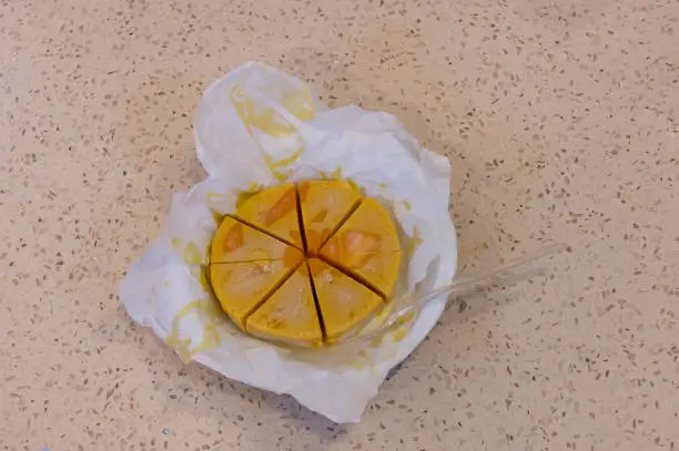 Photo of Mango kulfi , served on plate. Popular Indian sweet dish.