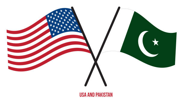 istock USA and Pakistan Flags Crossed And Waving Flat Style. Official Proportion. Correct Colors. 1444596793