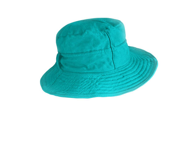 Blue bucket hat isolated on white Blue bucket hat isolated on white bucket hat stock pictures, royalty-free photos & images