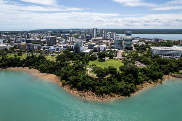 Darwin CBD during the day Drone shot of Darwin city northern territory australia stock pictures, royalty-free photos & images