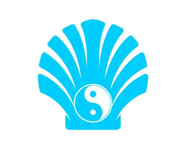 Vector illustration of Shell with yin yang inside