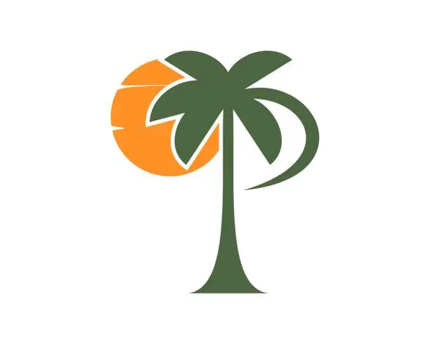 Vector illustration of Letter P with palm tree