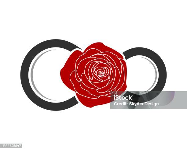 Infinite Sign With Roses Infinity Shape With Rose Inside Stock Illustration - Download Image Now ...