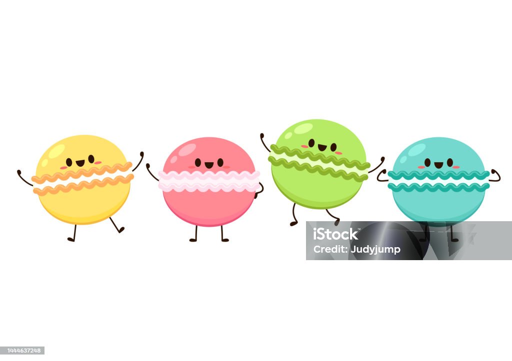 Macaron Character Macaron Character Vector Macaron On White Background Dessert Vector ...