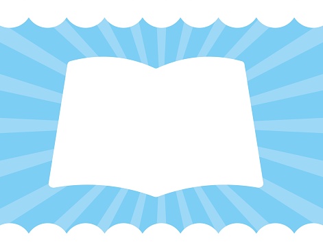 Frame illustration of a blue concentrated line, a white book, and a notebook / illustration material (vector illustration)