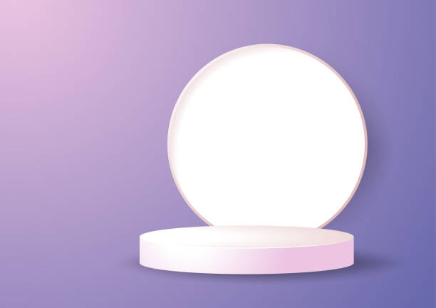 istock Stage pedestal or platform. geometry podium shape for show cosmetic product display. Color of the year. 1444639764