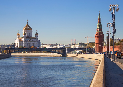 Landmark of Moscow. Moscow Kremlin. Top view.