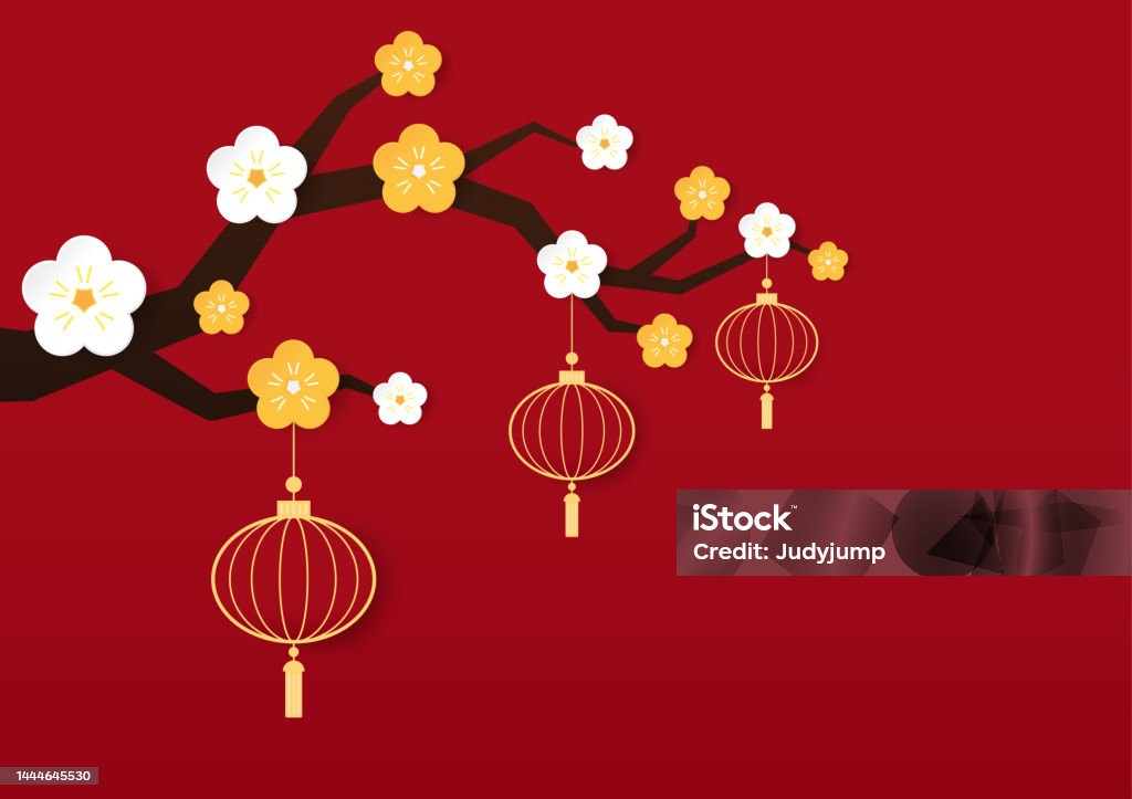 Chinese New Year Wallpaper Cherry Blossom Frame Vector Cherry Blossom