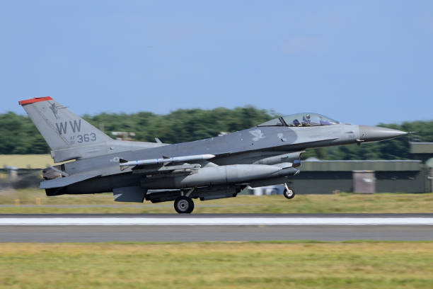 United States Air Force Lockheed Martin F-16C Fighting Falcon multirole fighter aircraft. Aomori Prefecture, Japan - September 07, 2014: United States Air Force Lockheed Martin F-16C Fighting Falcon multirole fighter aircraft. misawa japan stock pictures, royalty-free photos & images