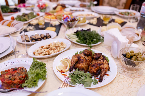 istock meat and snacks on the table in the restaurant 1444649434