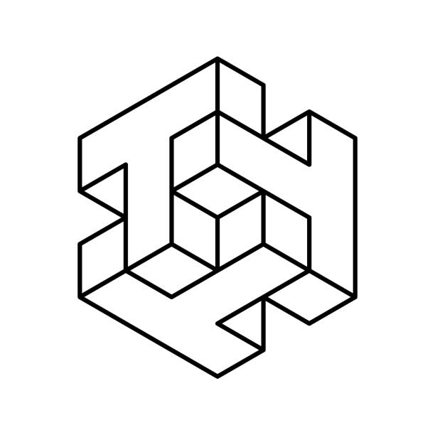 illustrations, cliparts, dessins animés et icônes de logo 3d avec trois lettres t. modèle de logo d’acronyme ttt. symbole alphabétique de forme cubique linéaire t. - letter t