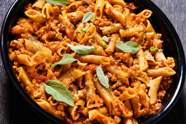 istock Whole wheat pasta bake with ground beef and cheese 1444654311