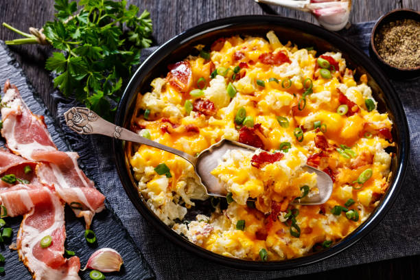 istock cauliflower bacon cheese casserole in baking dish 1444654389
