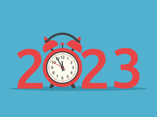 2023年の新年、時計 - 5 minutes to 12点のイラスト素材／クリップアート素材／マンガ素材／アイコン素材