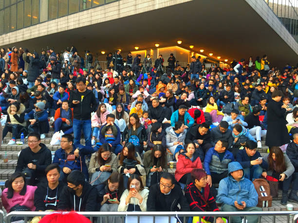 Crowds in Hong Kong stock photo