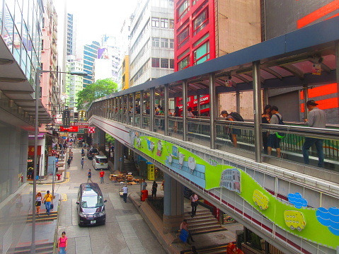 A look at the Mid-Level Escalators on Hong Kong Island.