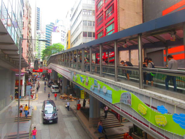 Mid-Level Escalators in Hong Kong stock photo