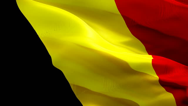 Belgium flag video. National 3d Belgian Flag Slow Motion video. Belgium tourism Flag Blowing Close Up. Belgian Flags Motion Loop HD resolution Background Closeup 1080p Full HD video flags waving in wind video footage Full HD.