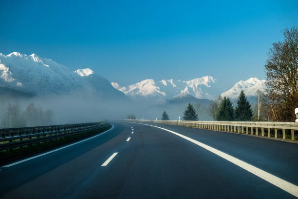 Autobahn in die Berge stock photo