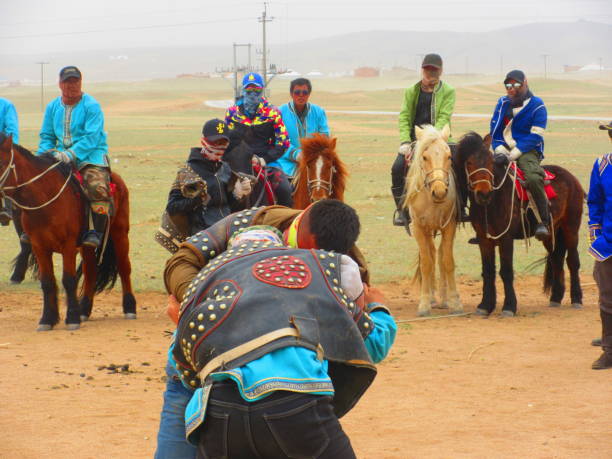 Inner Mongolian Wrestling Culture at Xilarumen Grasslands in China stock photo