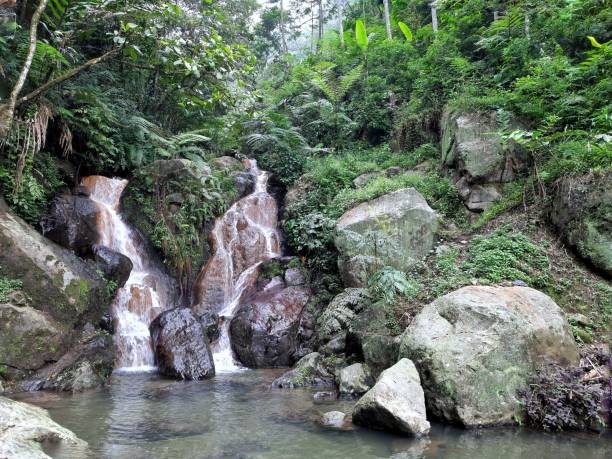 istock Small waterfall in the countryside 1444666972