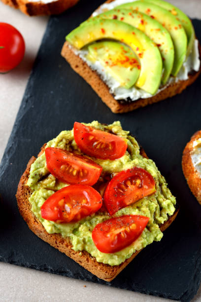 istock Vegetarian toast with avocado and tomatoes 1444671441
