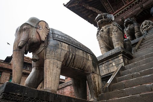 Kathmandu, Nepal- April 20,2022 : Patan Durbar Square is situated at the centre of Lalitpur city. Patan is one of the oldest know Buddhist City. It is a center of both Hinduism and Buddhism.