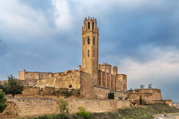 Old Cathedral of Lleida, Spain stock photo