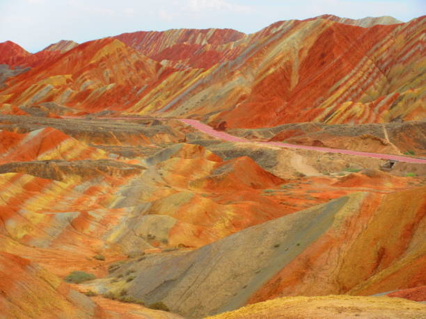 Rainbow Mountains in China The beautiful Rainbow Mountains in China, also known as Zhangye Geological Park. zhangye danxia geopark china stock pictures, royalty-free photos & images