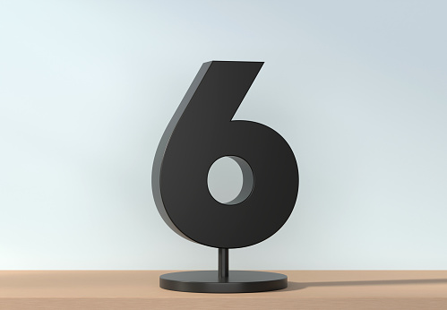 Number 6 On Stand. Template for your design