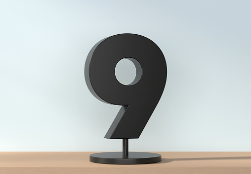 Number 9 On Stand. Template for your design