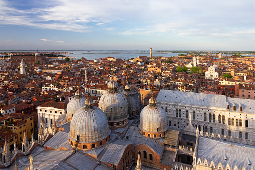 Venice, Italy: Cupolas of San Marco Cathedral church.