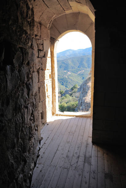 Inside of  the Casteldoria tower stock photo
