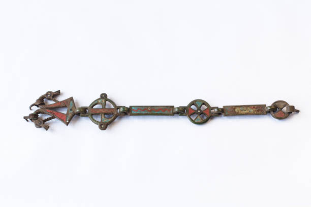 istock Antique copper Chain for Drinking horn decorated with enamels 1444684801