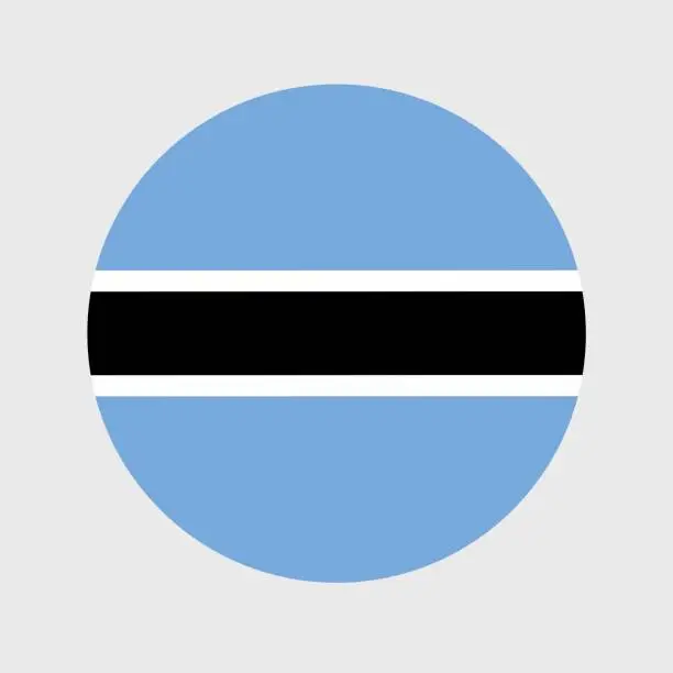 Vector illustration of Vector illustration of flat round shaped of Botswana flag. Official national flag in button icon shaped.