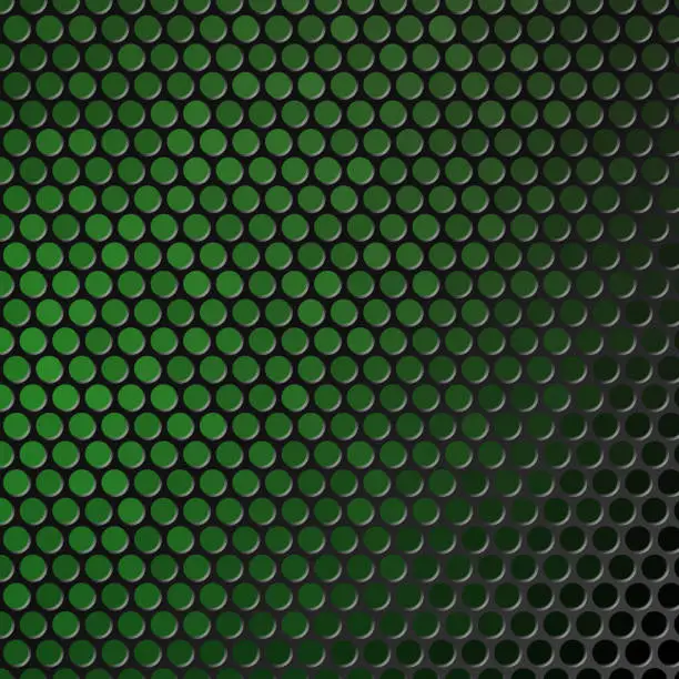 Vector illustration of Green circular holes in metal surface