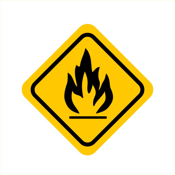 Danger warning caution. Flammable substances sign. Yellow  rhombus sign board warning sign with flame fire inside. Caution flammable materials. Vector illustration EPS 10 Danger warning caution. Flammable substances sign. Yellow  rhombus sign board warning sign with flame fire inside. Caution flammable materials. Vector illustration EPS 10 number counter stock illustrations