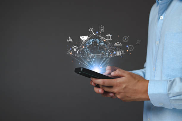 istock Digital business internet connection online network. Businessman access digital online global business, technology, long term investment plan, financial stability, global marketing analysis 1444706193