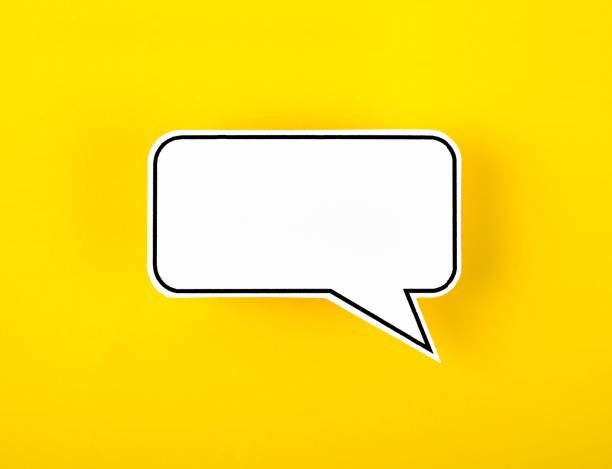 istock The Speech bubble with copy space communication talking speaking concepts on yellow background. 1444707934