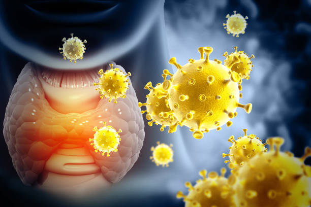 istock Virus infected thyroid gland. 3d illustration 1444708072