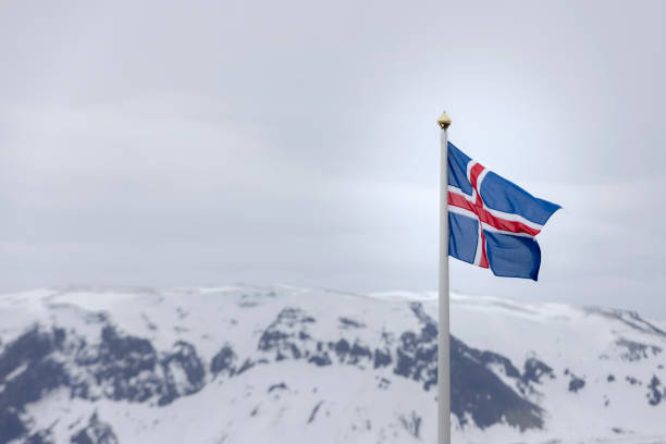 Icelandic flag waving in the wind
